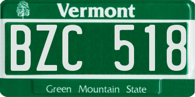 VT license plate BZC518