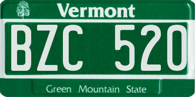 VT license plate BZC520