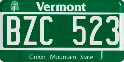 VT license plate BZC523