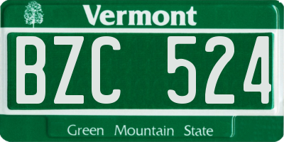 VT license plate BZC524