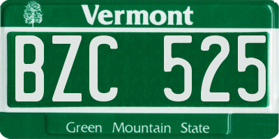 VT license plate BZC525