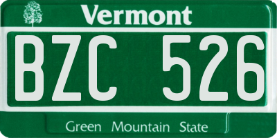 VT license plate BZC526