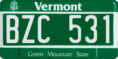 VT license plate BZC531
