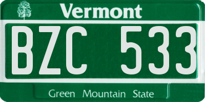 VT license plate BZC533
