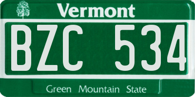VT license plate BZC534
