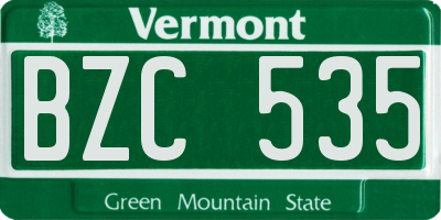 VT license plate BZC535