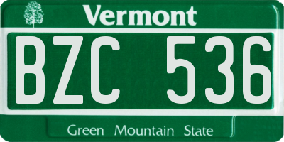 VT license plate BZC536
