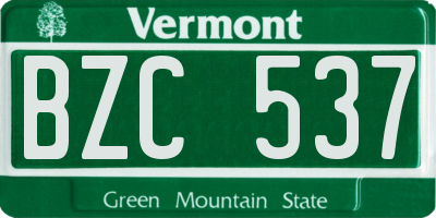 VT license plate BZC537