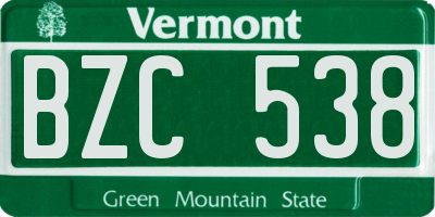 VT license plate BZC538