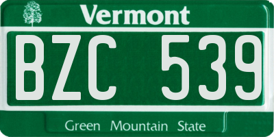 VT license plate BZC539