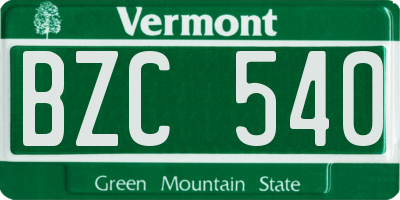 VT license plate BZC540