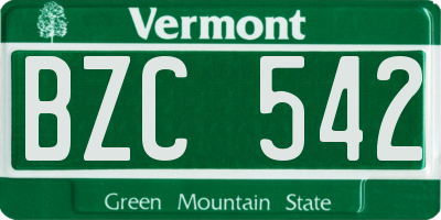 VT license plate BZC542