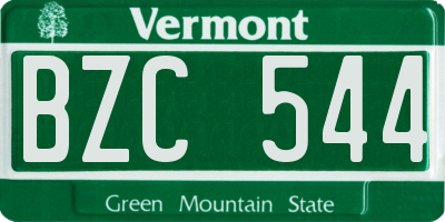 VT license plate BZC544