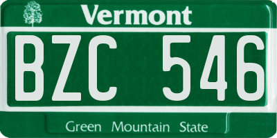 VT license plate BZC546