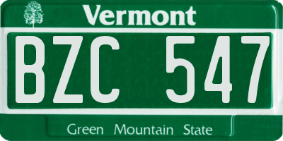 VT license plate BZC547