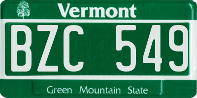 VT license plate BZC549
