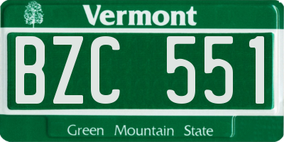 VT license plate BZC551