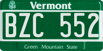 VT license plate BZC552