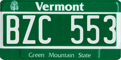 VT license plate BZC553