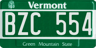 VT license plate BZC554