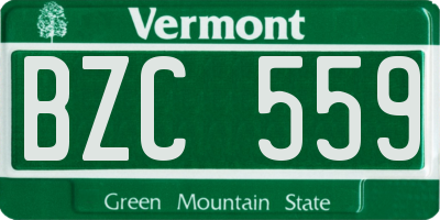 VT license plate BZC559