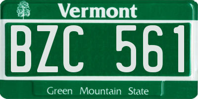 VT license plate BZC561