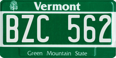 VT license plate BZC562