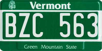 VT license plate BZC563