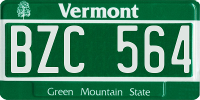 VT license plate BZC564