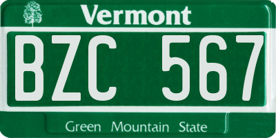 VT license plate BZC567