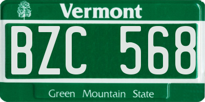 VT license plate BZC568