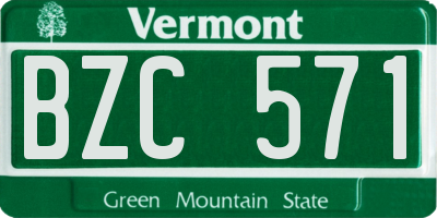VT license plate BZC571
