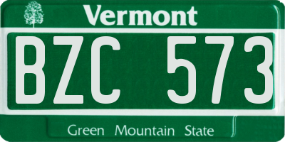 VT license plate BZC573