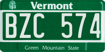 VT license plate BZC574