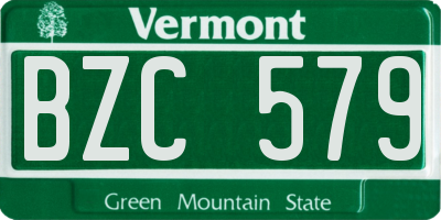 VT license plate BZC579
