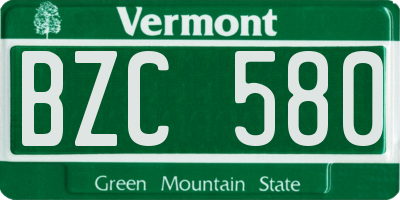 VT license plate BZC580