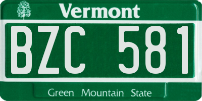 VT license plate BZC581