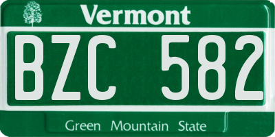 VT license plate BZC582