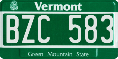VT license plate BZC583