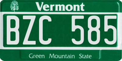 VT license plate BZC585