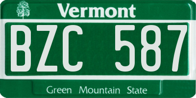 VT license plate BZC587