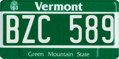 VT license plate BZC589