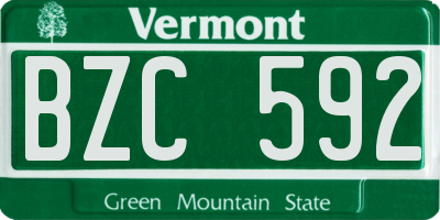VT license plate BZC592