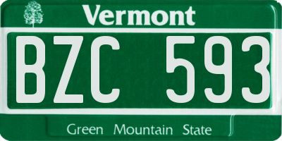 VT license plate BZC593