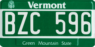 VT license plate BZC596