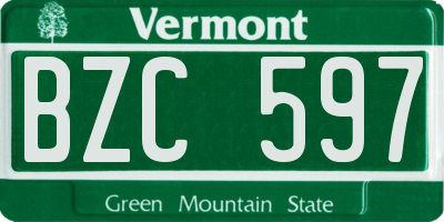 VT license plate BZC597