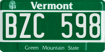 VT license plate BZC598