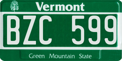 VT license plate BZC599