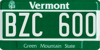 VT license plate BZC600