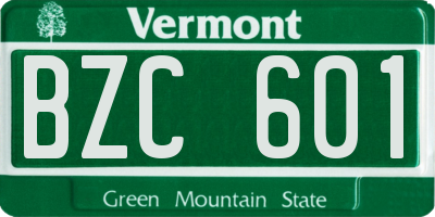 VT license plate BZC601
